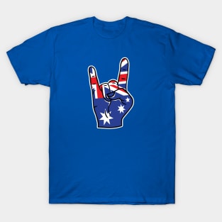 Rock On Australia // Australian Flag Rock Hand T-Shirt